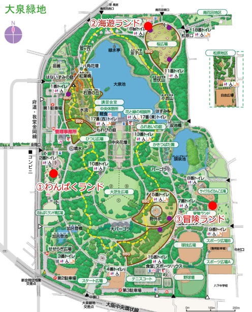 大泉緑地大型遊具公園マップ