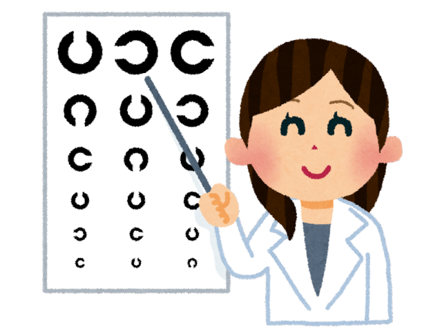 視力検査をする眼科医