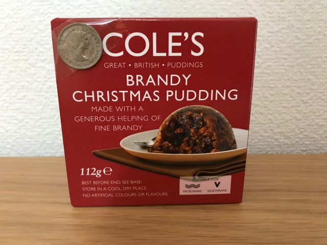 「英国フェア2018」で買ったCole's Brandy Christmas Pudding（コールズ・ブランデー・クリスマスプディング：コイン付き）