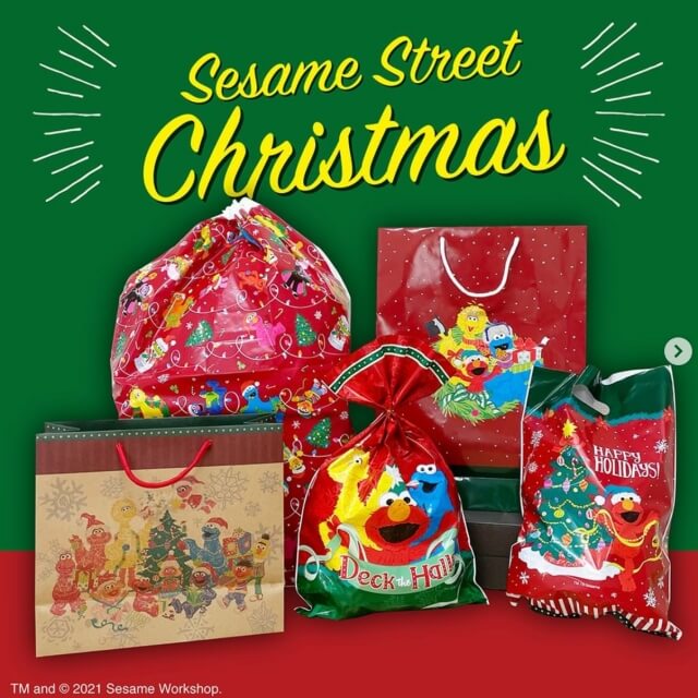 ダイソー「クリスマス2021」セサミストリート紙袋・バッグ