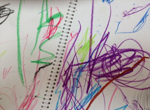 「水でおとせるクレヨン12色」を使って子供が絵を描いてみた