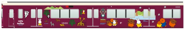 阪急電鉄ミッフィーラッピングトレイン・神戸線の側面デザイン