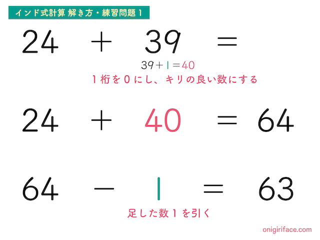インド式計算2桁の足し算の解き方（練習問題1）
