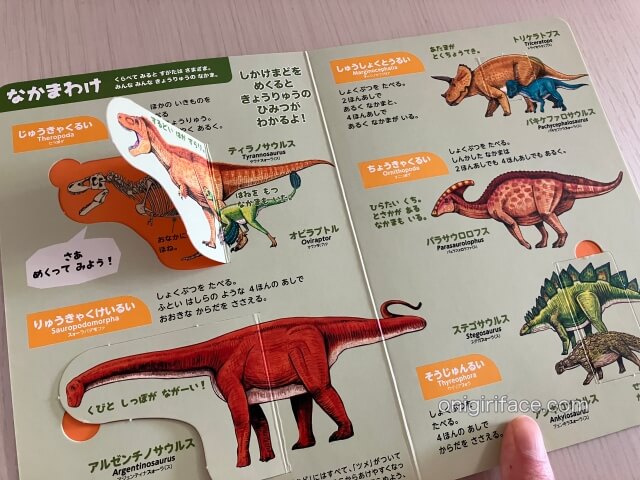ハッピーセット図鑑「まどあけずかん 恐竜 英語つき」恐竜の骨を見ることができる